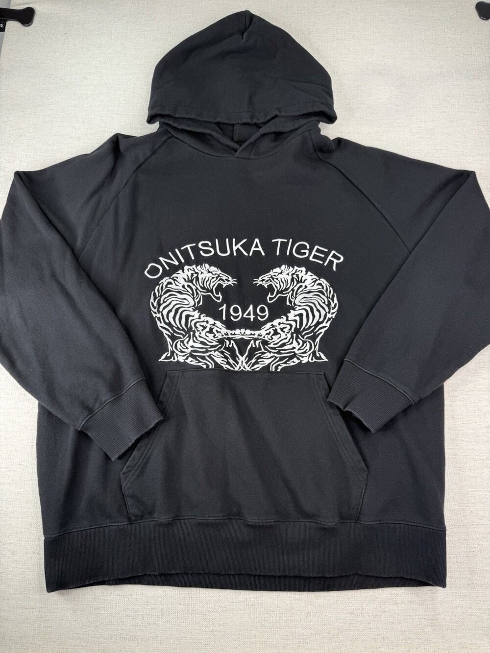Onitsuka Tiger SWEAT HOODIE 2183B185 Sweater Pullover Black Logo Size XL Unisex